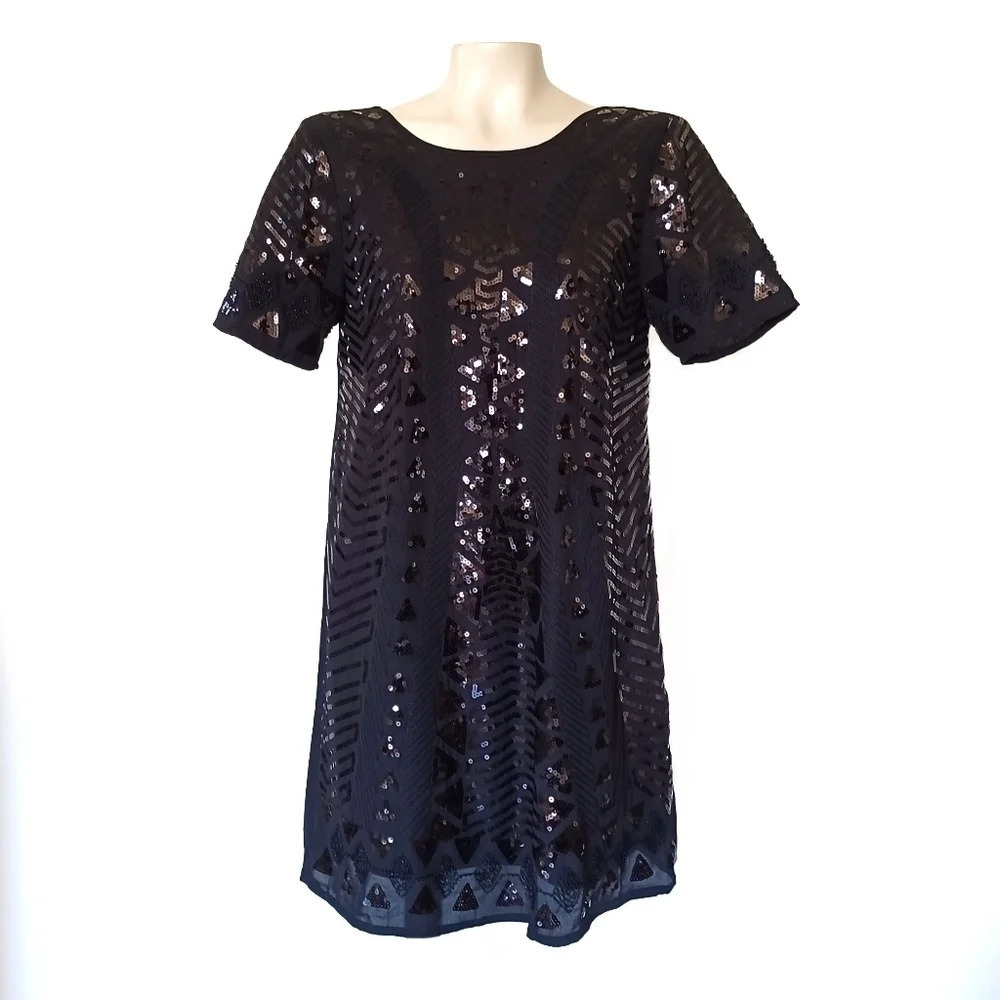 Verty Sequined Flapper Shift Dress